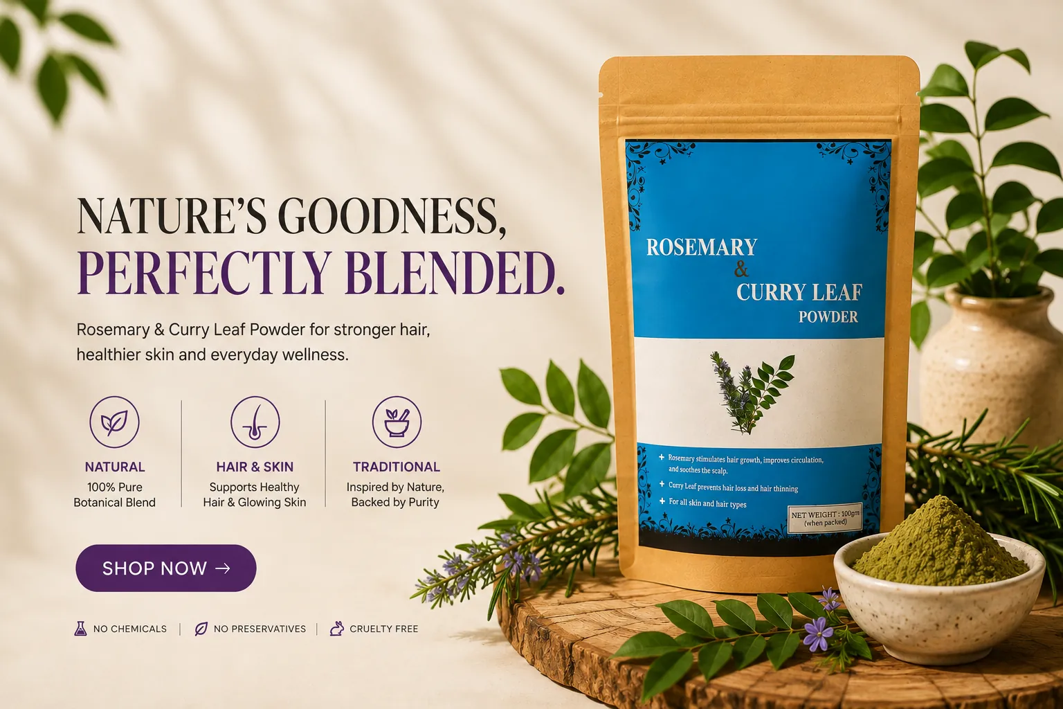 Rosemary and curry leaf powder
